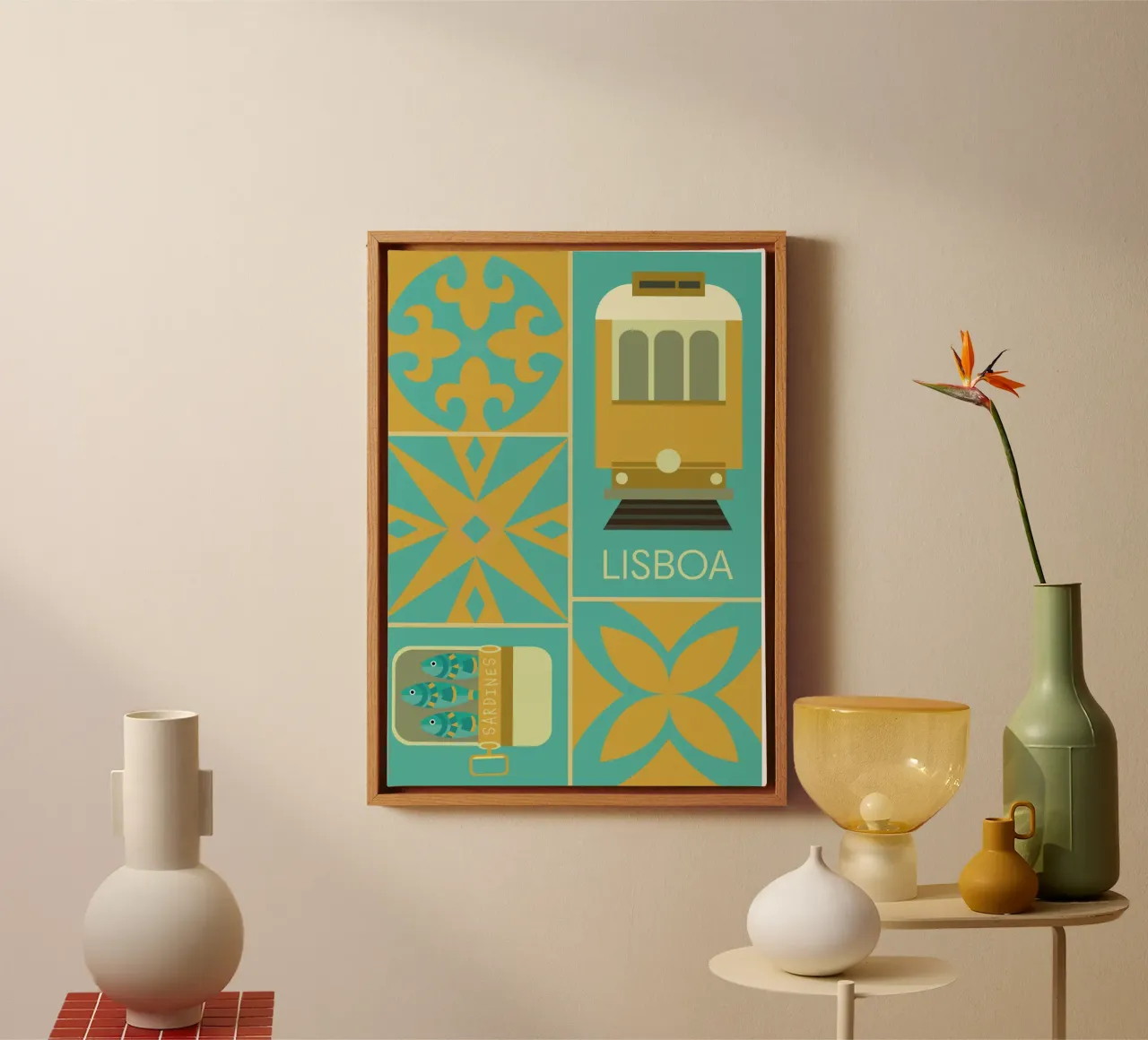 Lisbona | Poster della città tela con Cornice a cassetta da Ana Paniagua Design