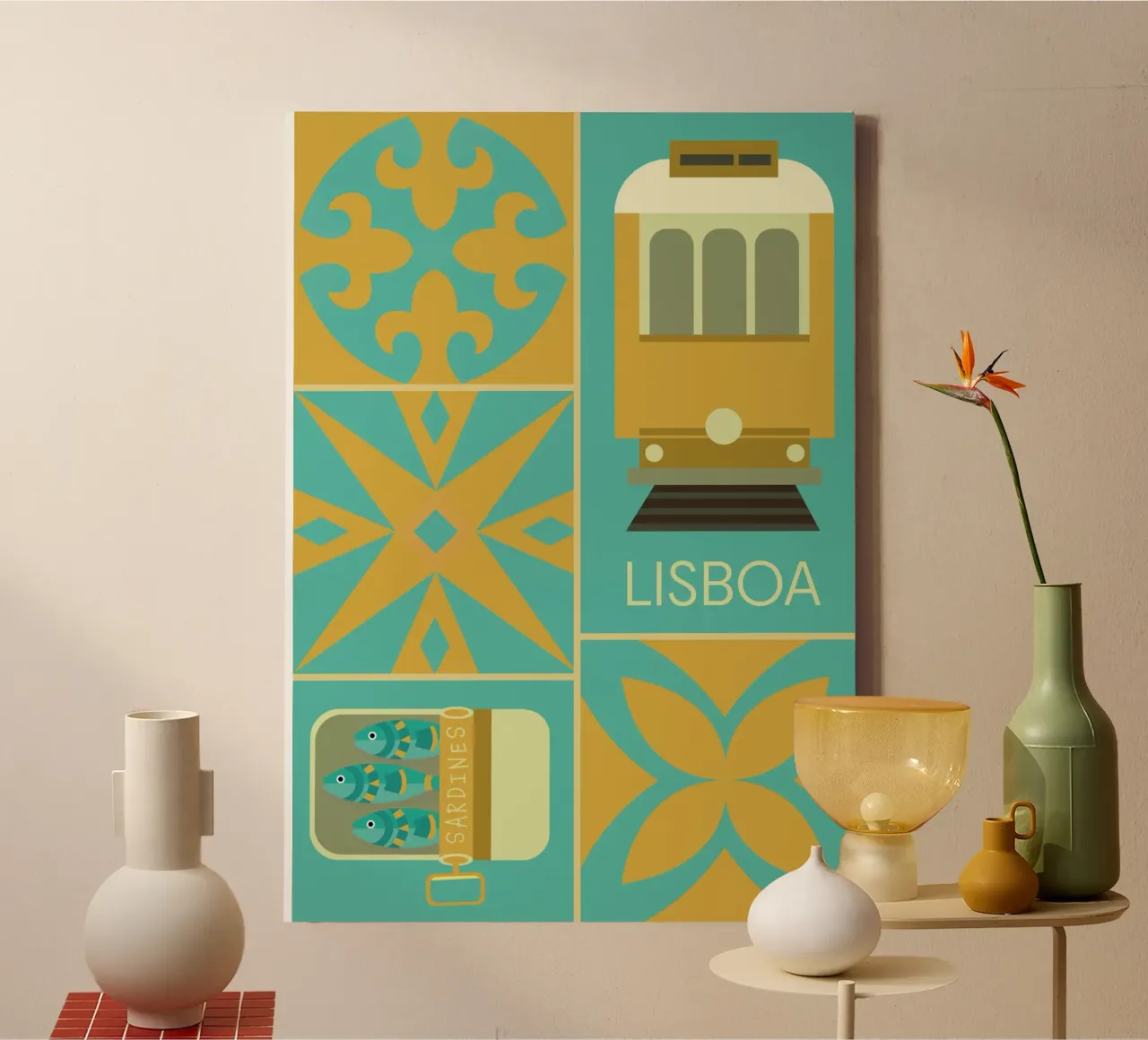 Lisbona | Poster della città tela con Cornice a cassetta da Ana Paniagua Design