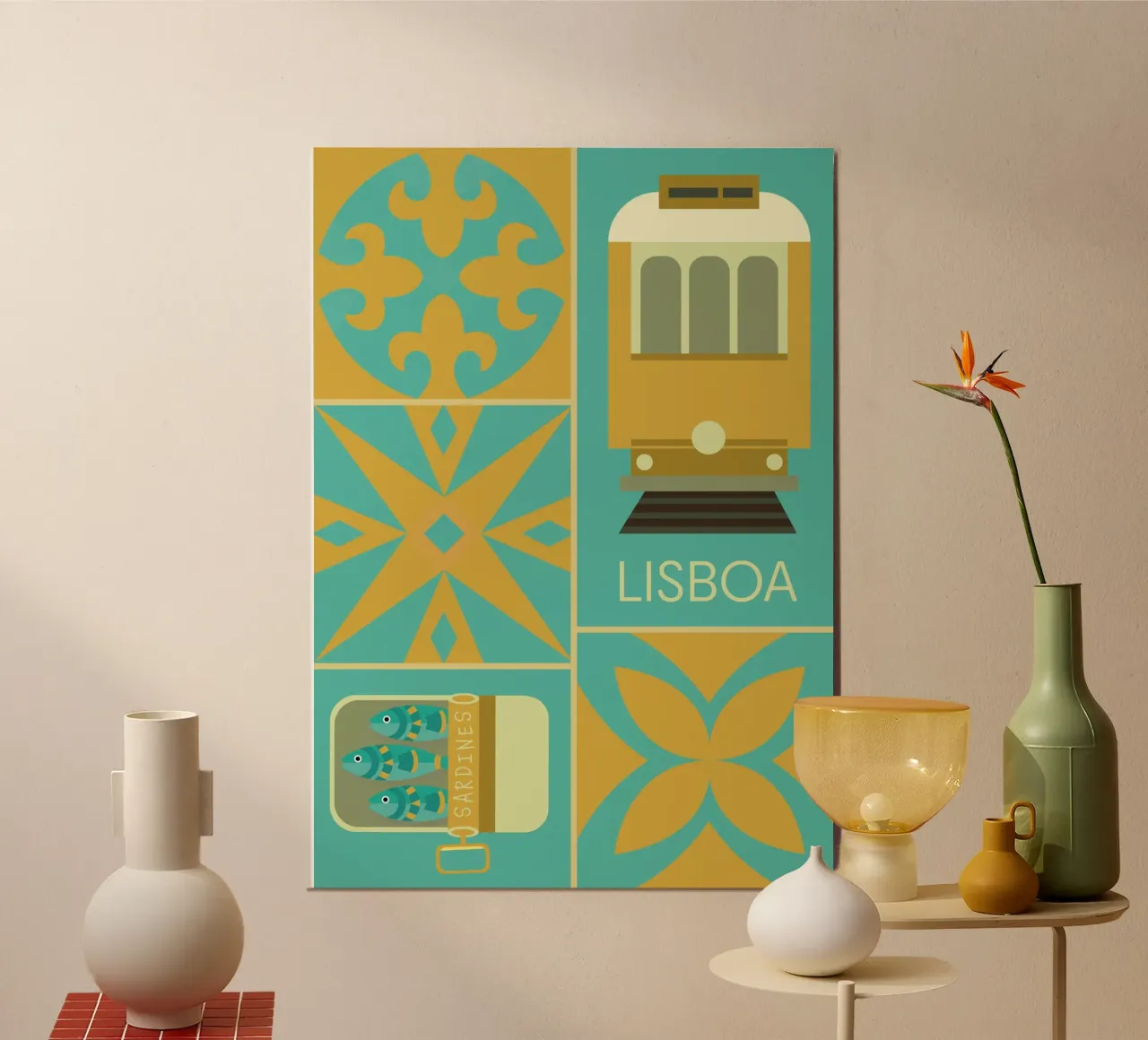 Lisbon | City Poster poster with aluminum frame by Ana Paniagua Design