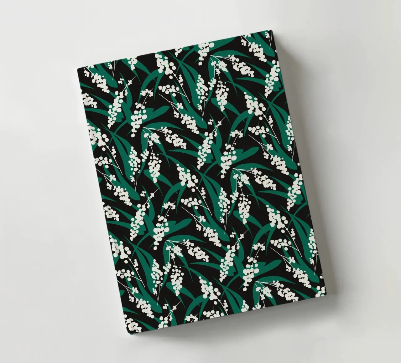 Woodland Foliage – Botanical pattern in Green and white notebook by kookiepixel