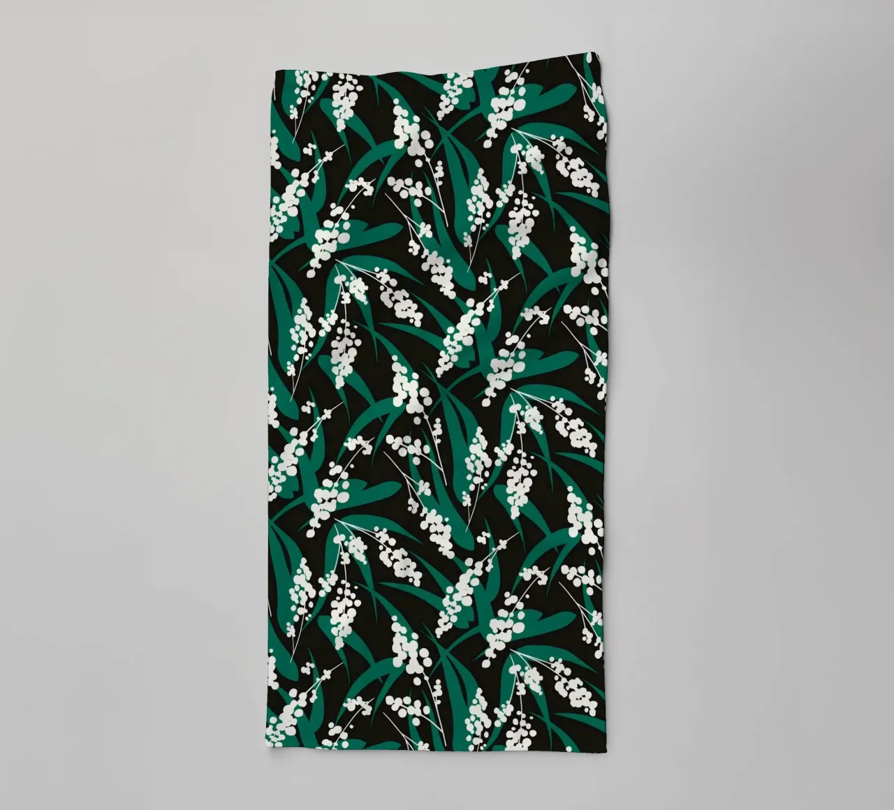 Woodland Foliage – Botanical pattern in Green and white towel by kookiepixel