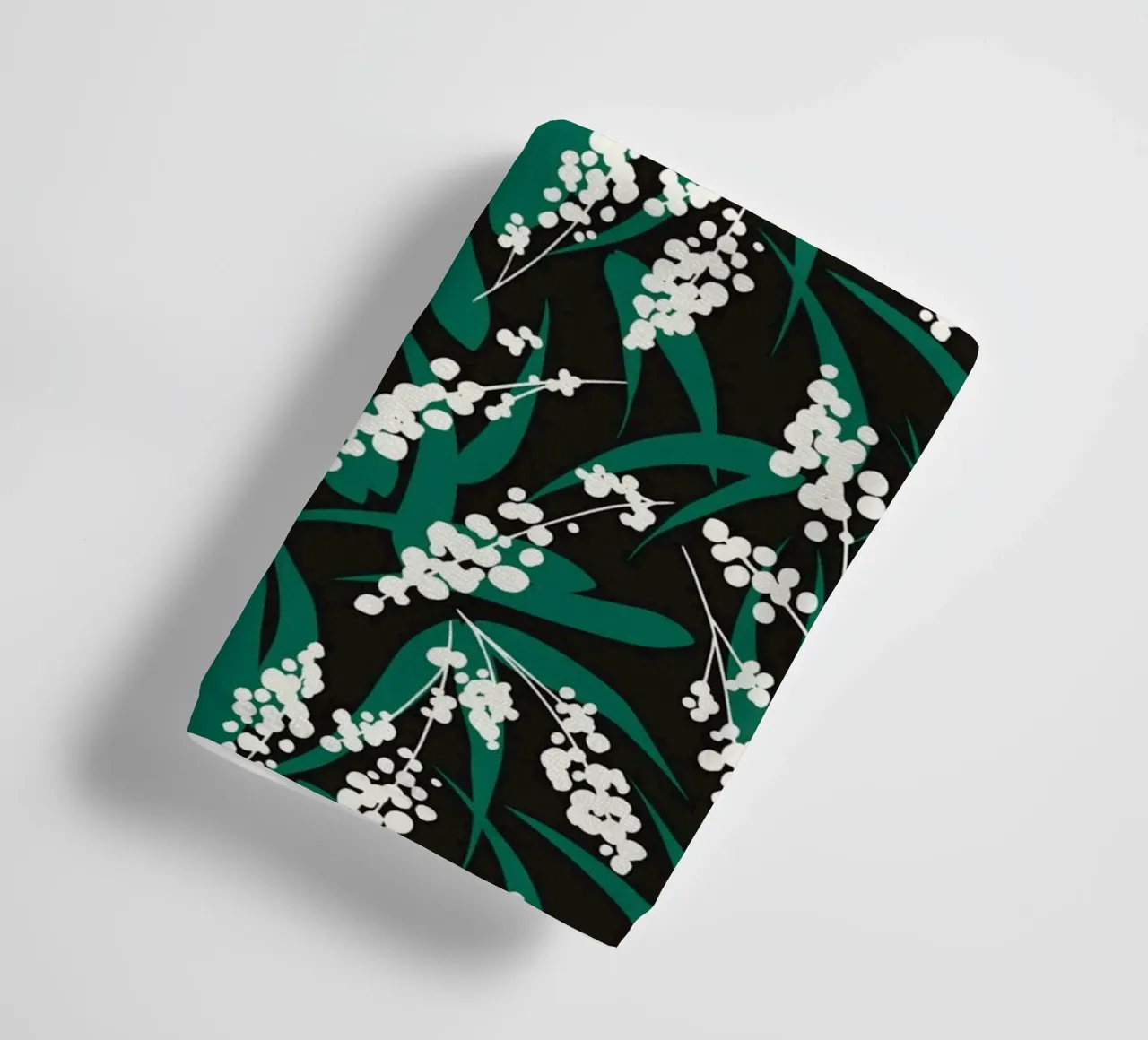 Woodland Foliage – Botanical pattern in Green and white towel by kookiepixel