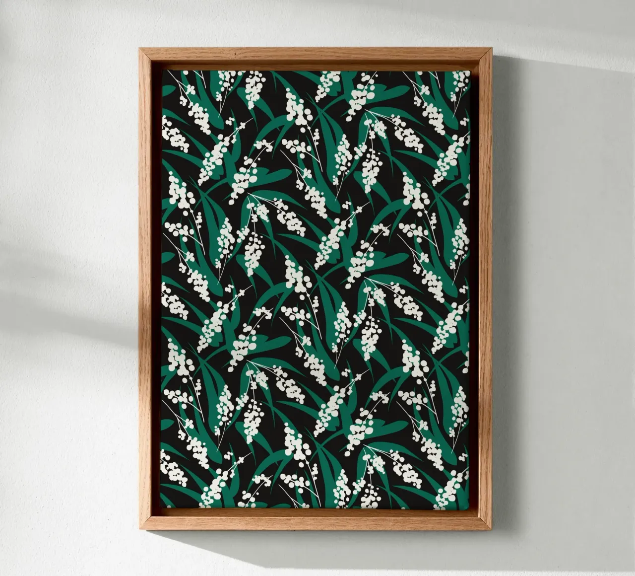 Bosloof - Botanisch patroon in groen en wit canvas met Baklijst van kookiepixel