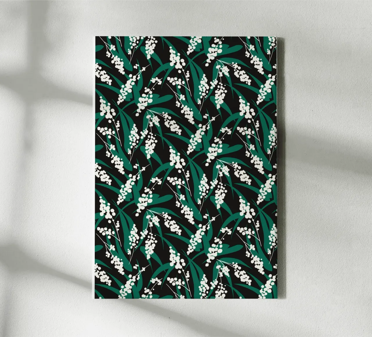 Bosloof - Botanisch patroon in groen en wit canvas met Baklijst van kookiepixel