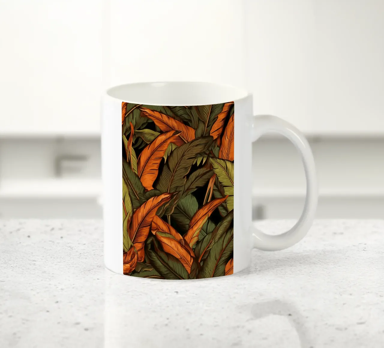Foglie esotiche tropicali tazza in ceramica da Justyna Jaszke JBJart