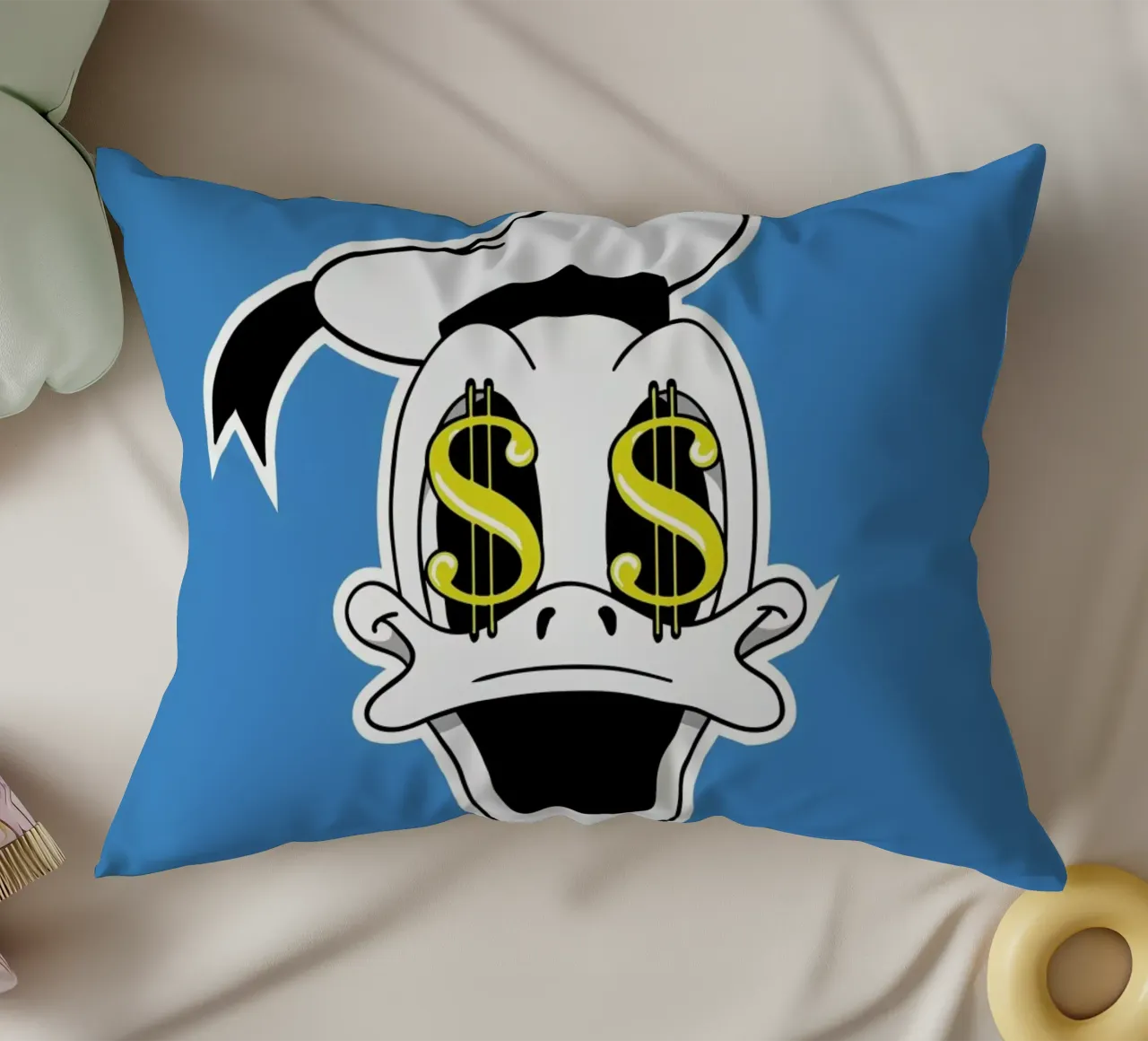 The Cash Duck decorative cushion by Zhi Yun Zhang