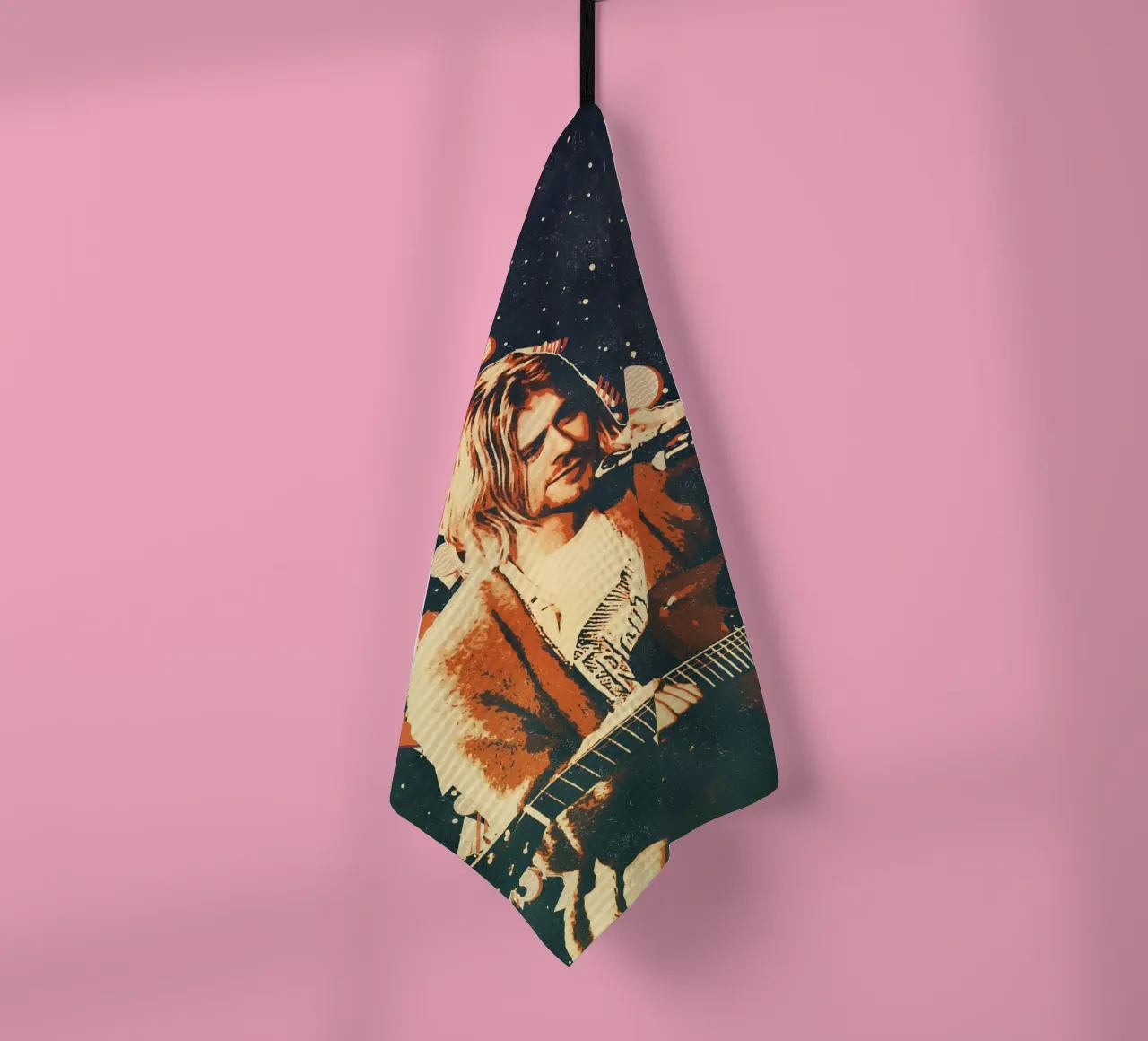 Nirvana kurt cobain 9 Art tea towel by music soul