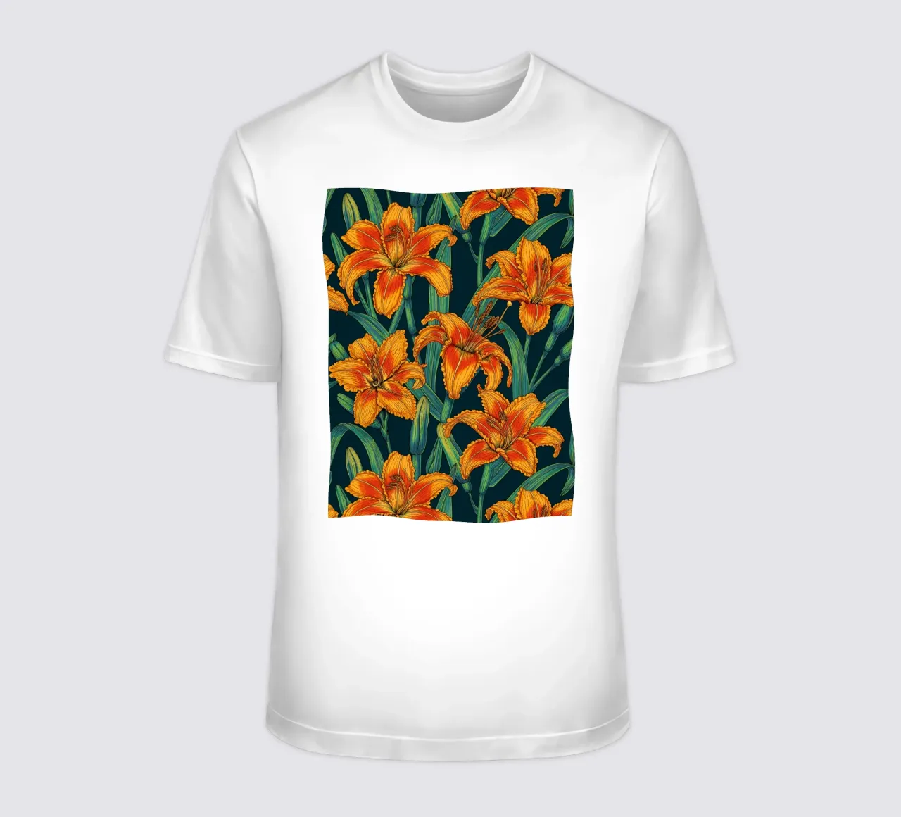 Fiori di giglio arancione t-shirt da Painted Nature
