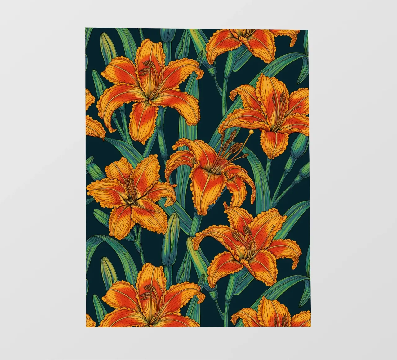 Fiori di giglio arancione telo in pvc da Painted Nature