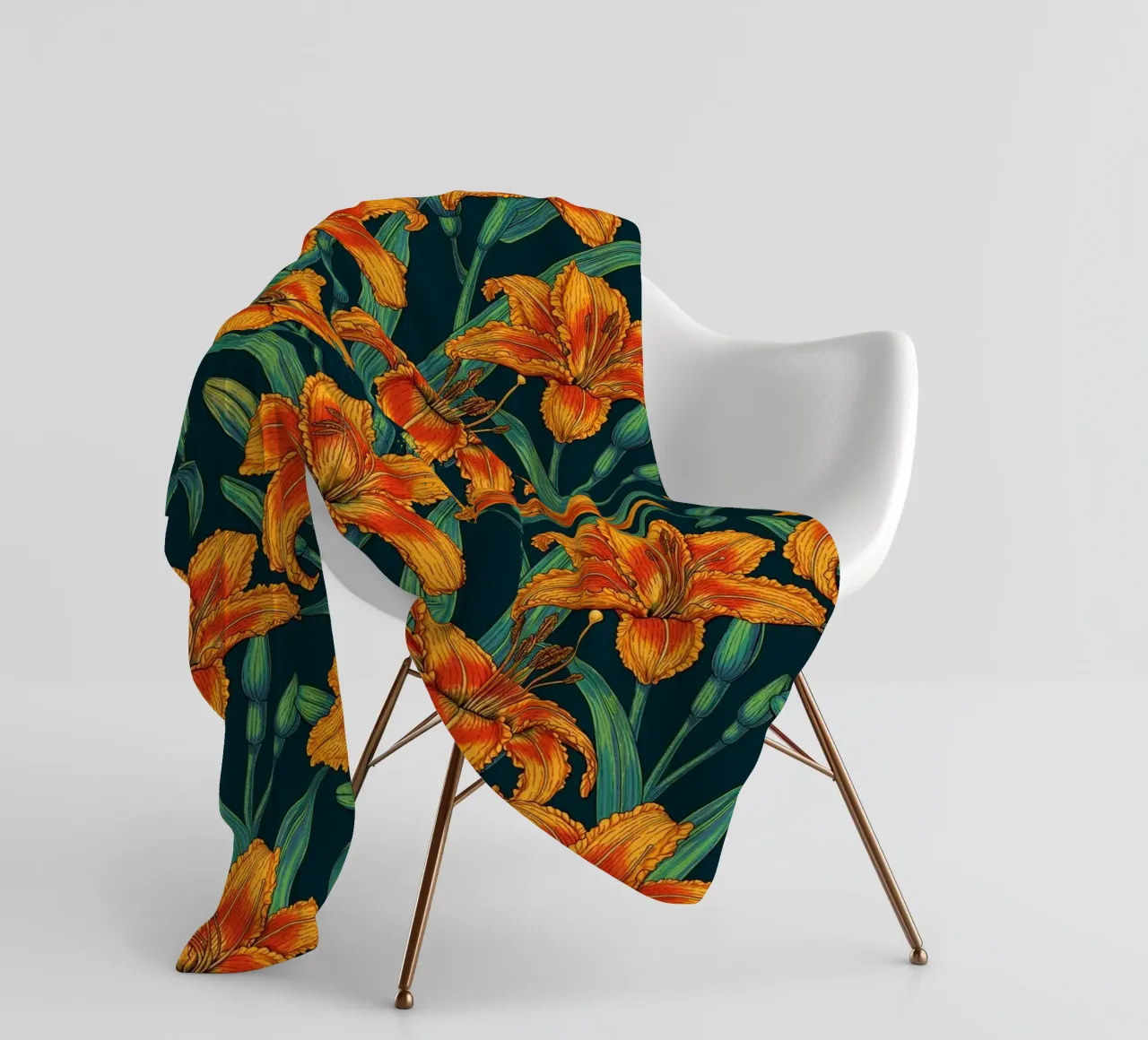 Orange lily flowers fleece blanket by Painted Nature