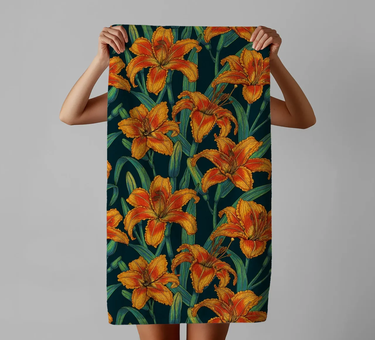 Fleurs de lys orange serviette de bain de Painted Nature