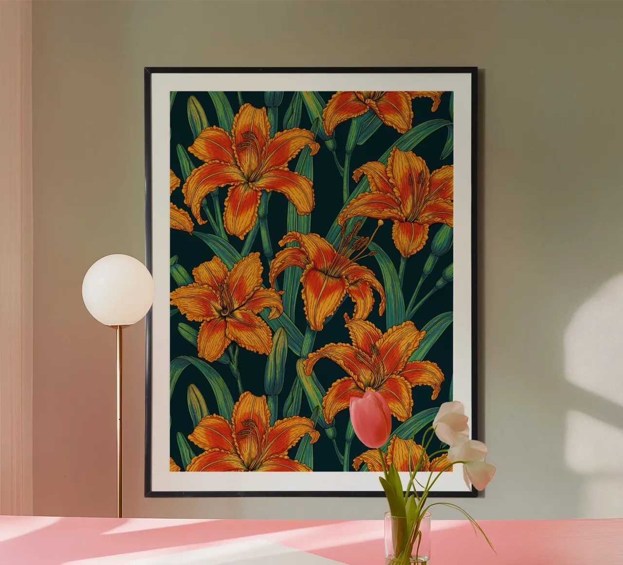 Fiori di giglio arancione poster da Painted Nature