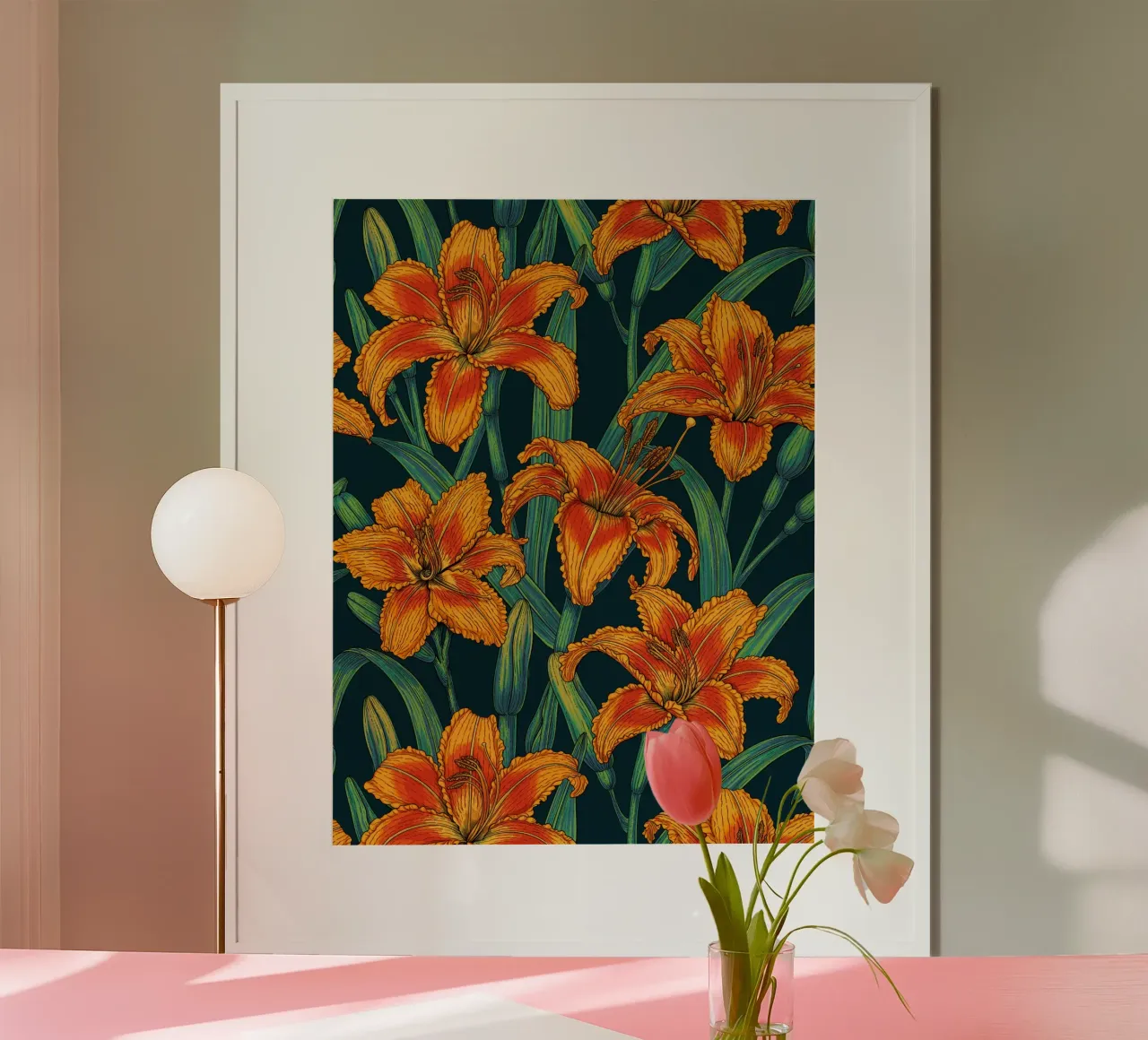 Fiori di giglio arancione poster da Painted Nature
