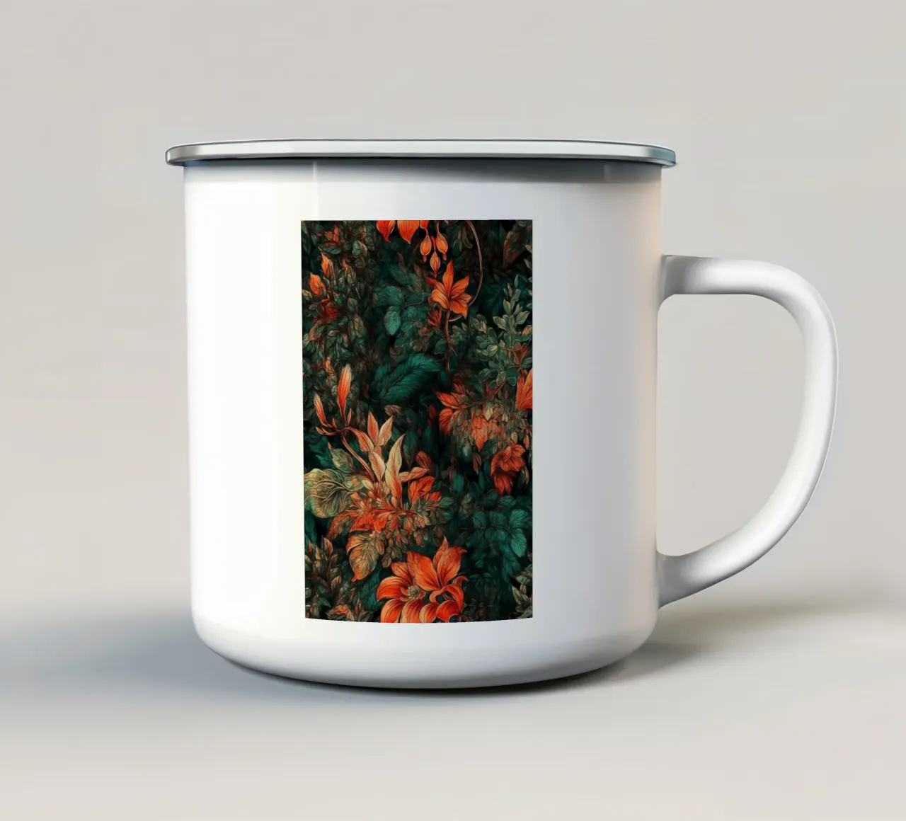 Motivo fiori e foglie tazza in smalto da Justyna Jaszke JBJart
