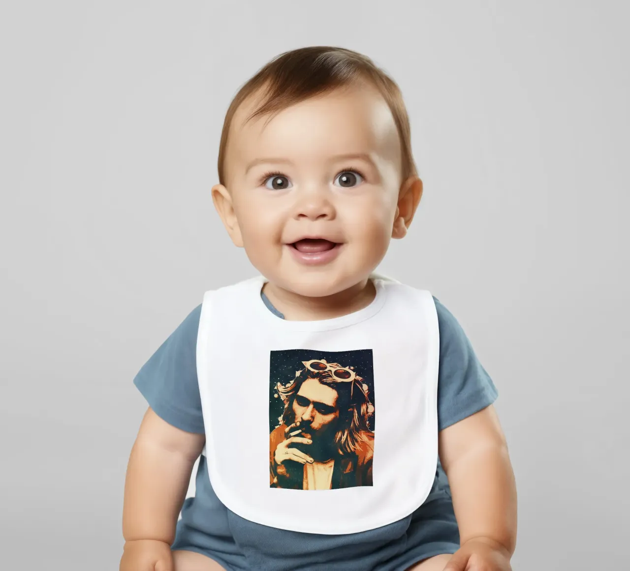 Nirvana Kurt Cobain 7 Art baby bib by music soul