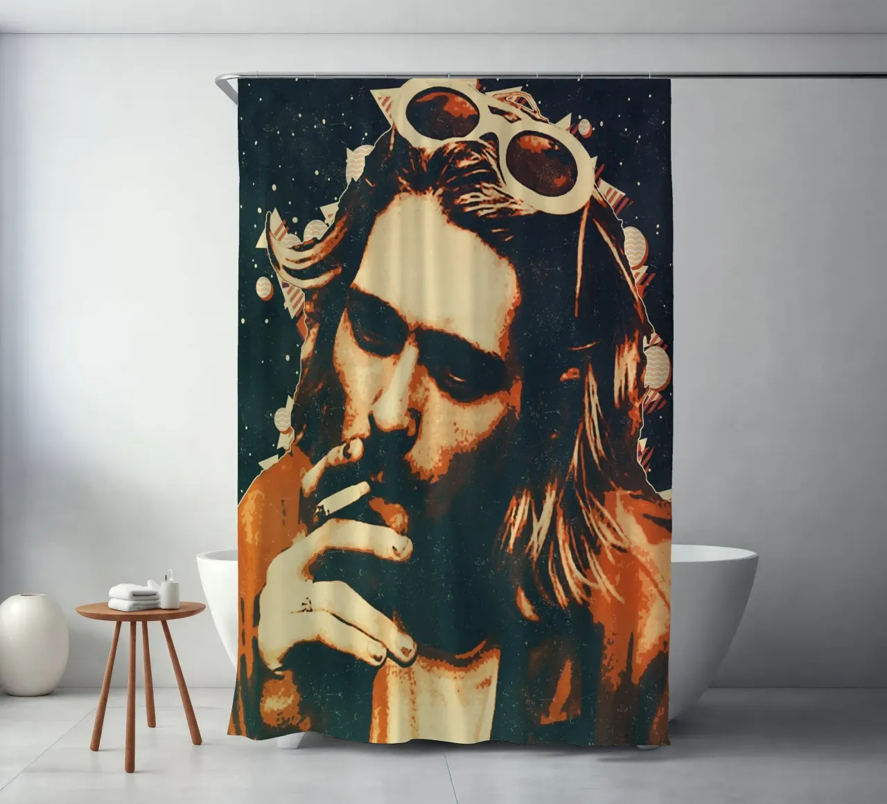 Nirvana Kurt Cobain 7 Art shower curtain by music soul