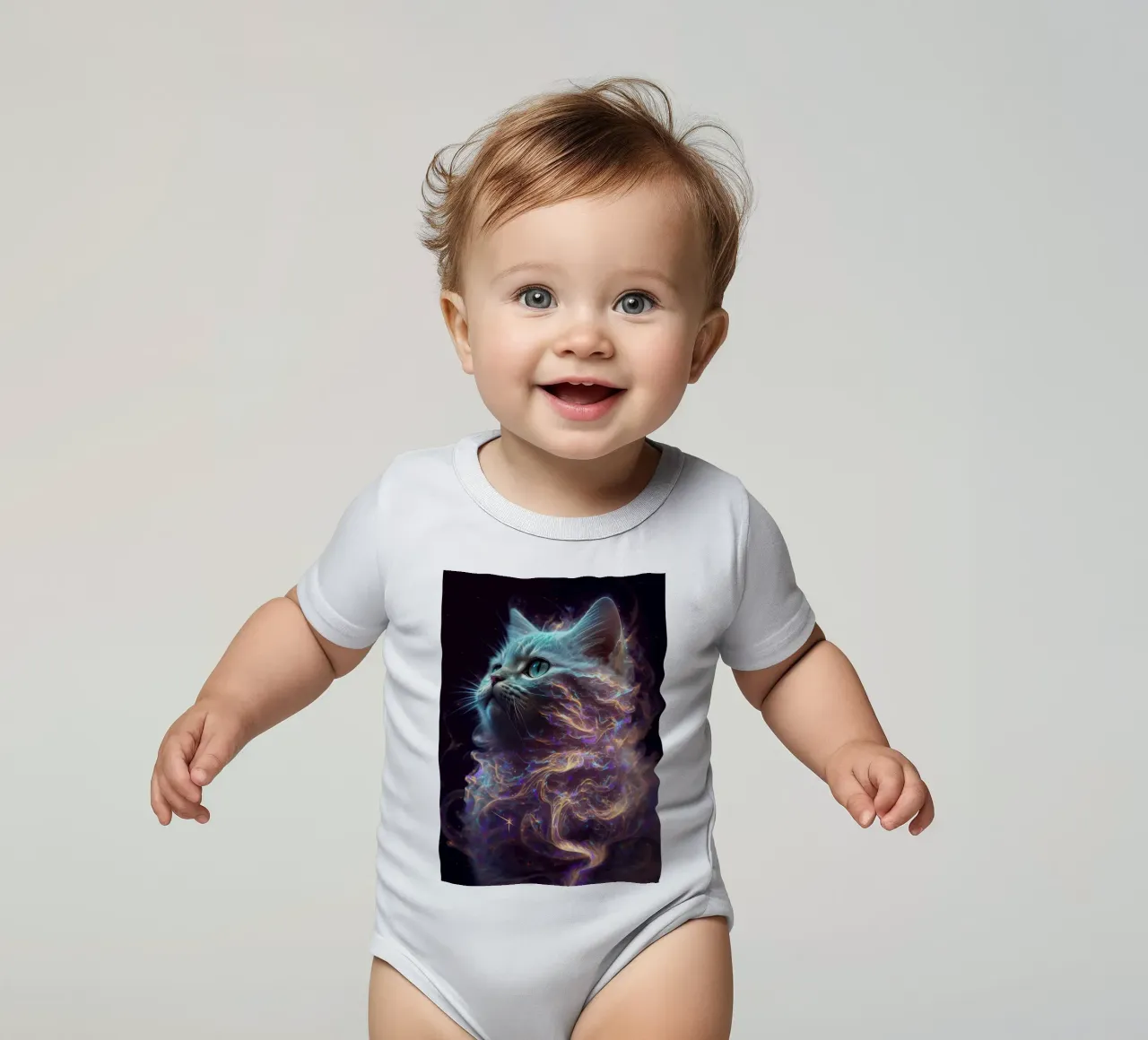 Galaxie Kätzchen Kurzarm Babybody von Lootprint