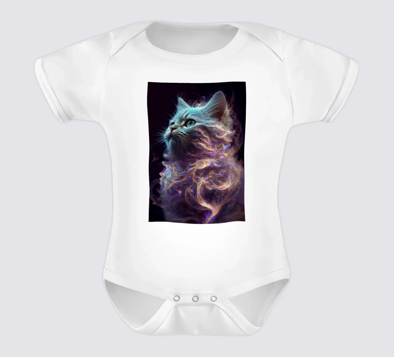 Galaxie Kätzchen Kurzarm Babybody von Lootprint
