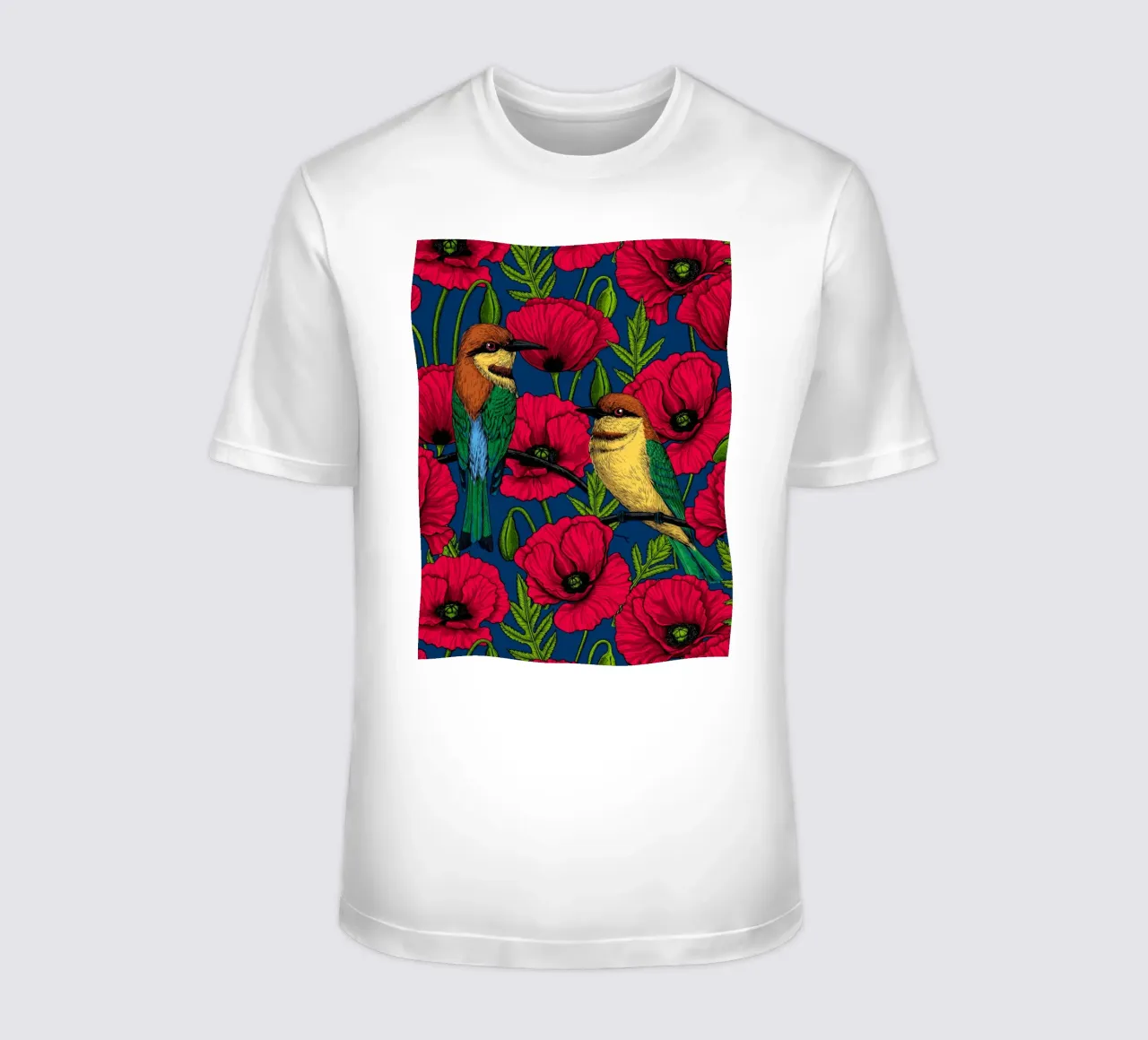 Mangiatori di api e papaveri rossi t-shirt da Painted Nature