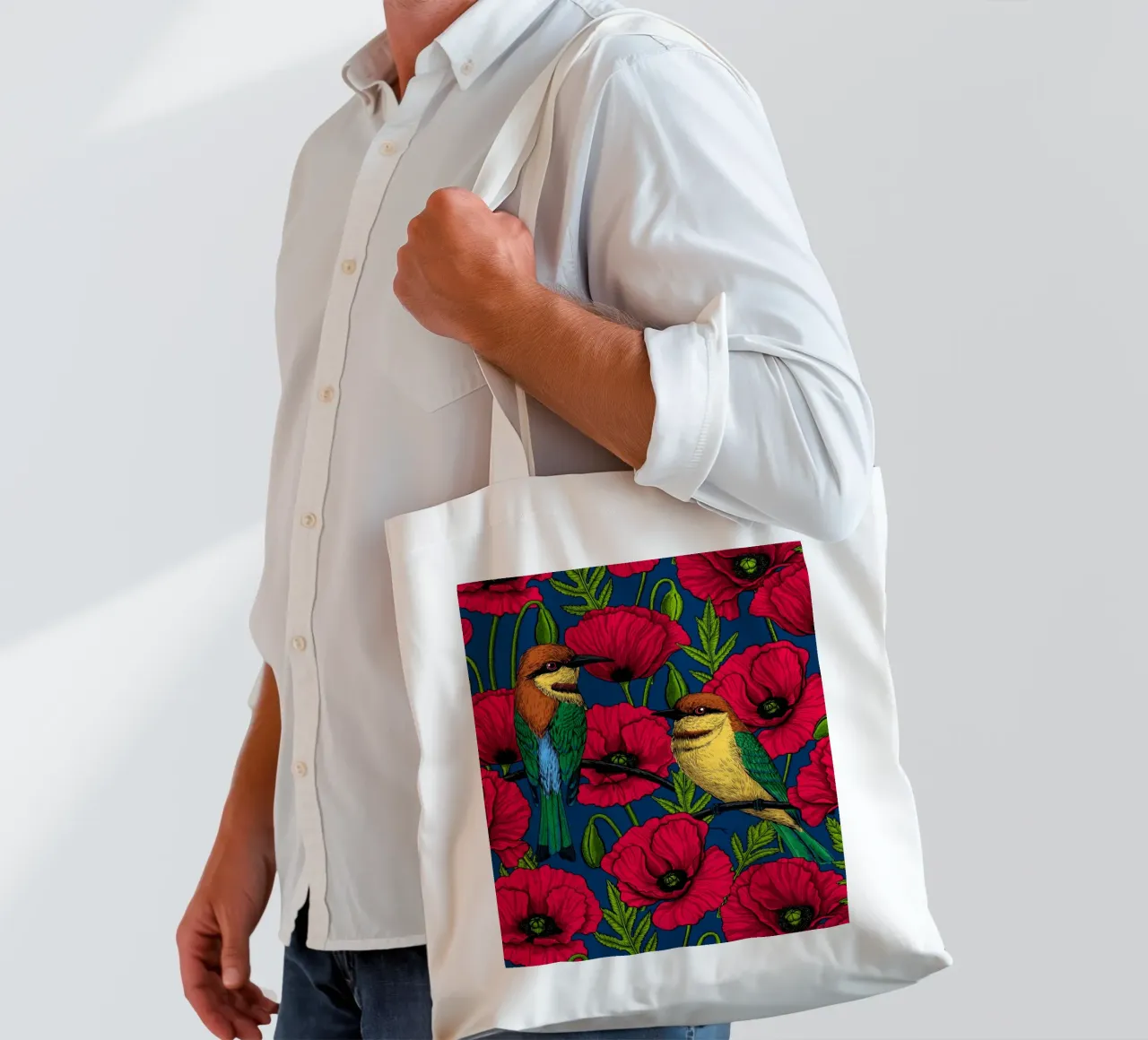 Mangiatori di api e papaveri rossi borsa in juta da Painted Nature