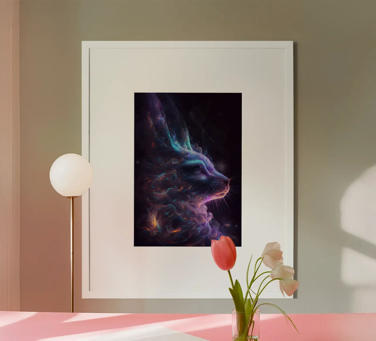 Coniglio della galassia poster con telaio in plastica da Lootprint