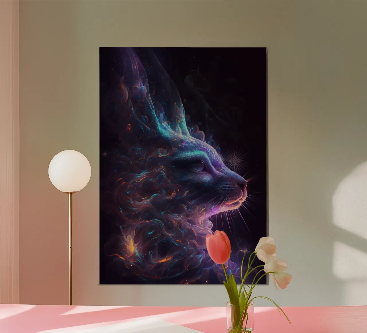 Coniglio della galassia poster con telaio in plastica da Lootprint