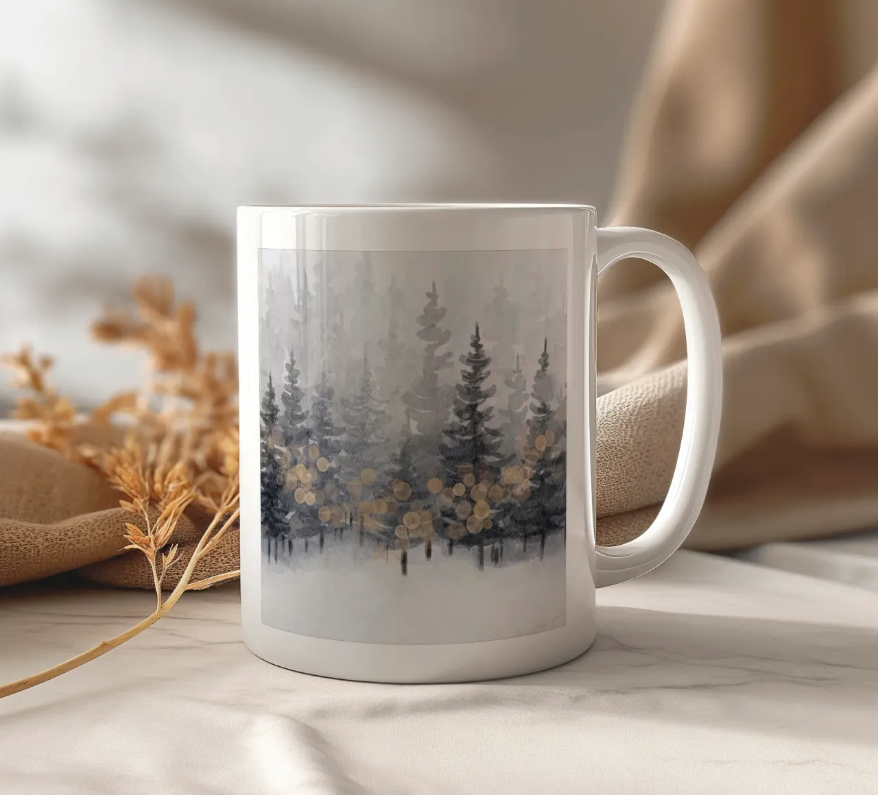 Goldener Winterwald tazza in ceramica da Ohkimiko