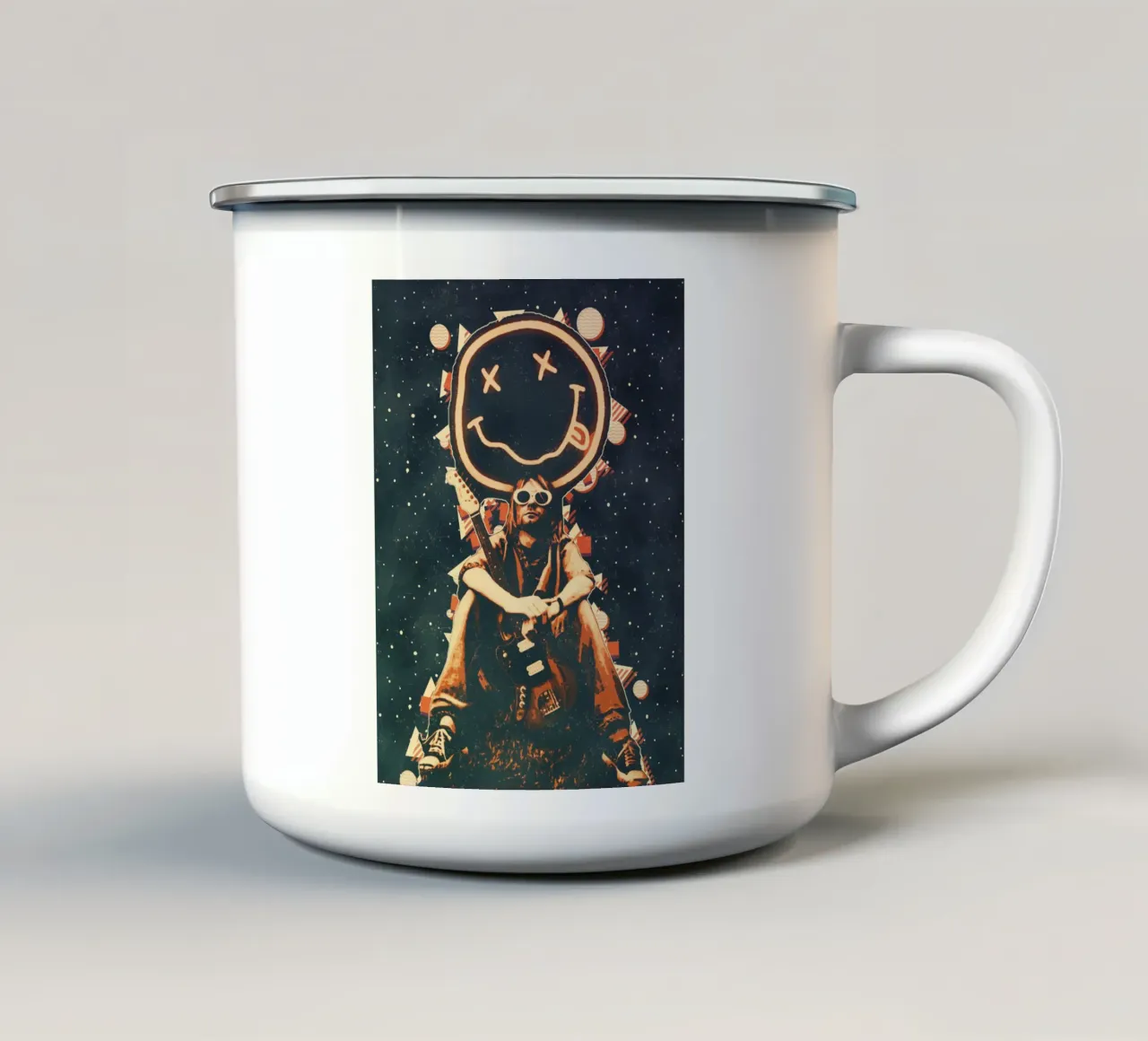 Smiley Gezicht Nirvana Kurt Cobain Kunst emaille mok van music soul