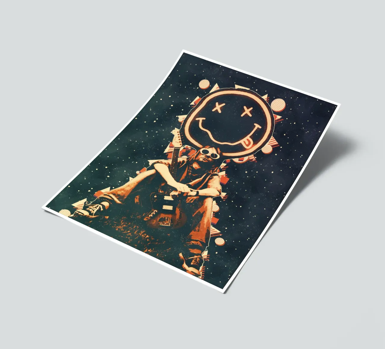 Smiley Face Nirvana Kurt Cobain Art sticker sheet by music soul