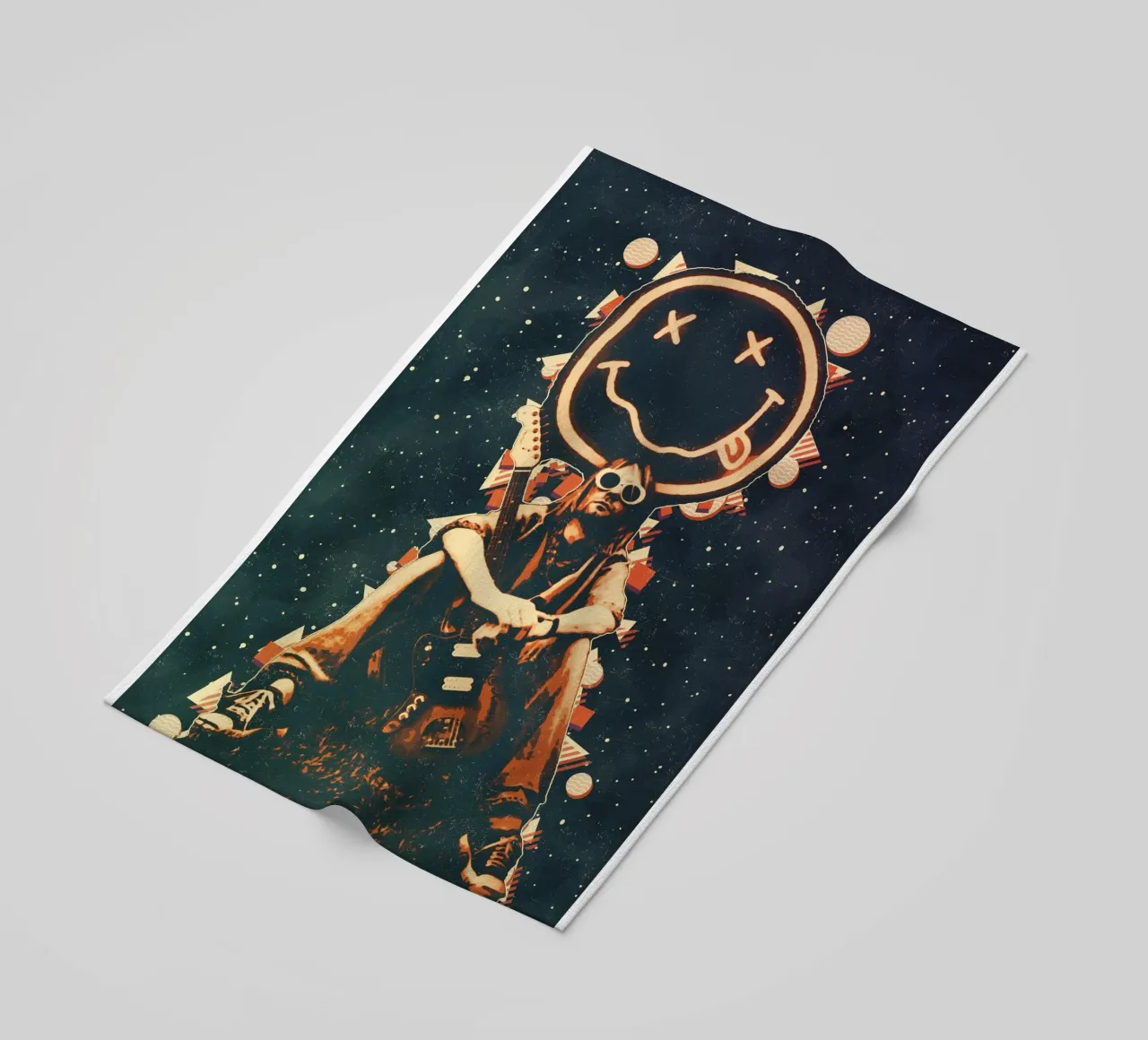 Smiley Face Nirvana Kurt Cobain Art beach towel by music soul