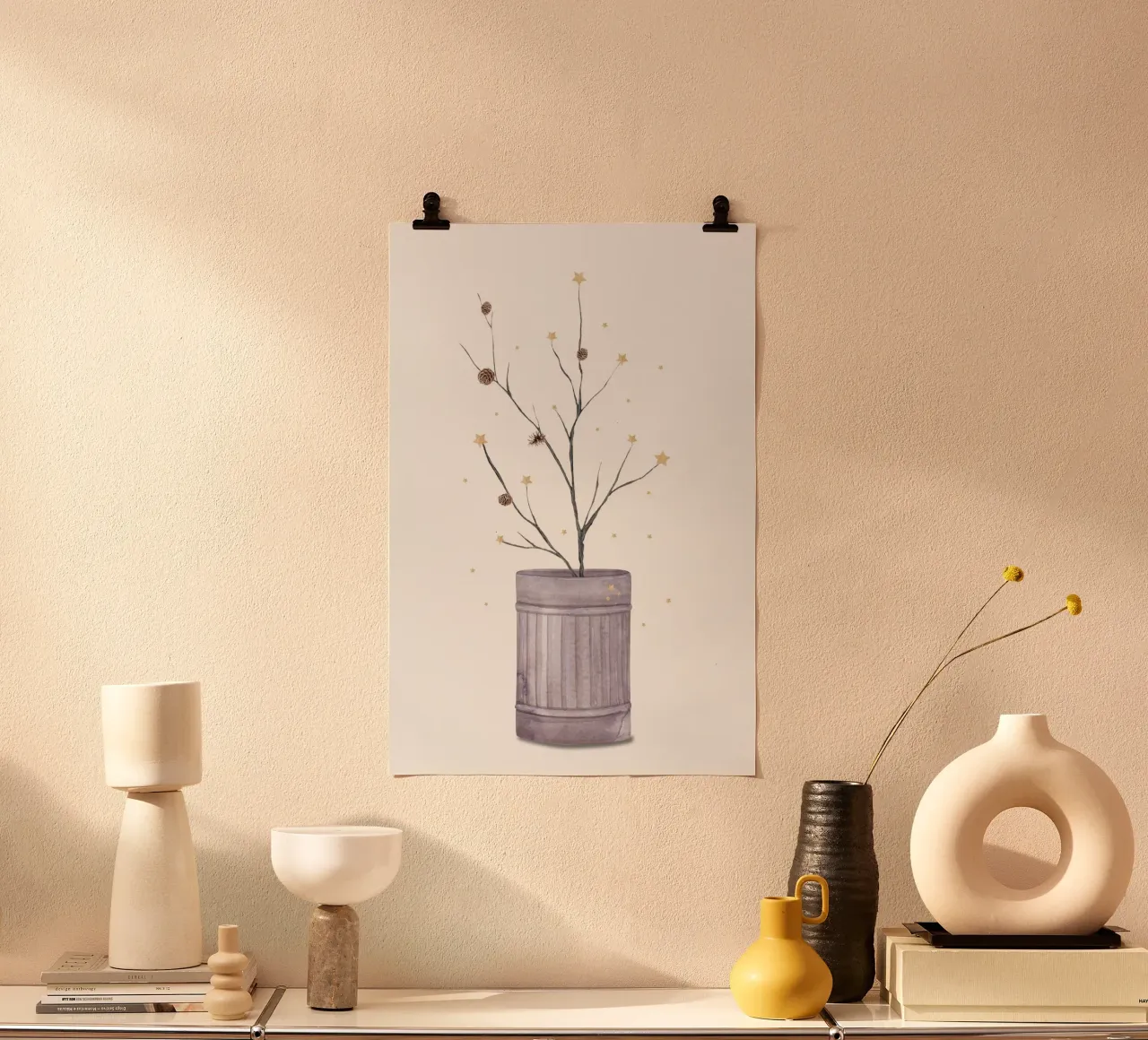 Weihnachtszweig in Tonne poster da Ohkimiko