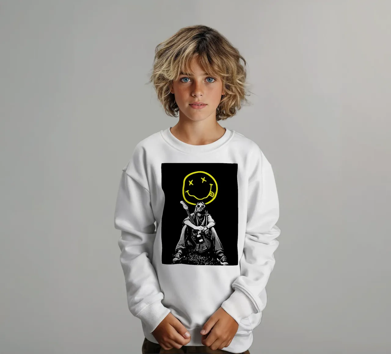 Smiley Face nirvana kurt cobain 1 felpa bambino da music soul