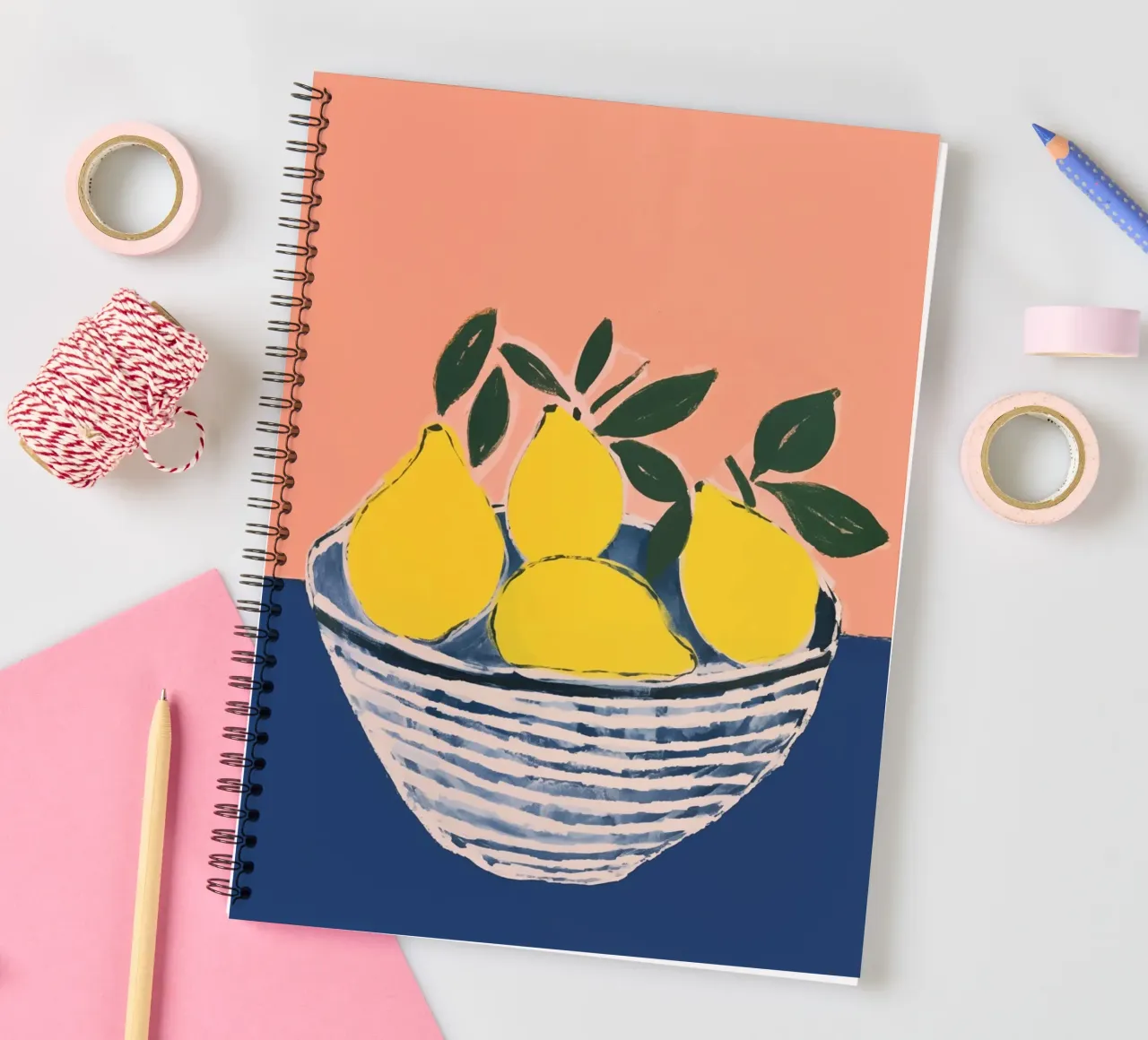 Boho Bella Vita 1 Lemons 1 spiral notebook by Boho Print Collection