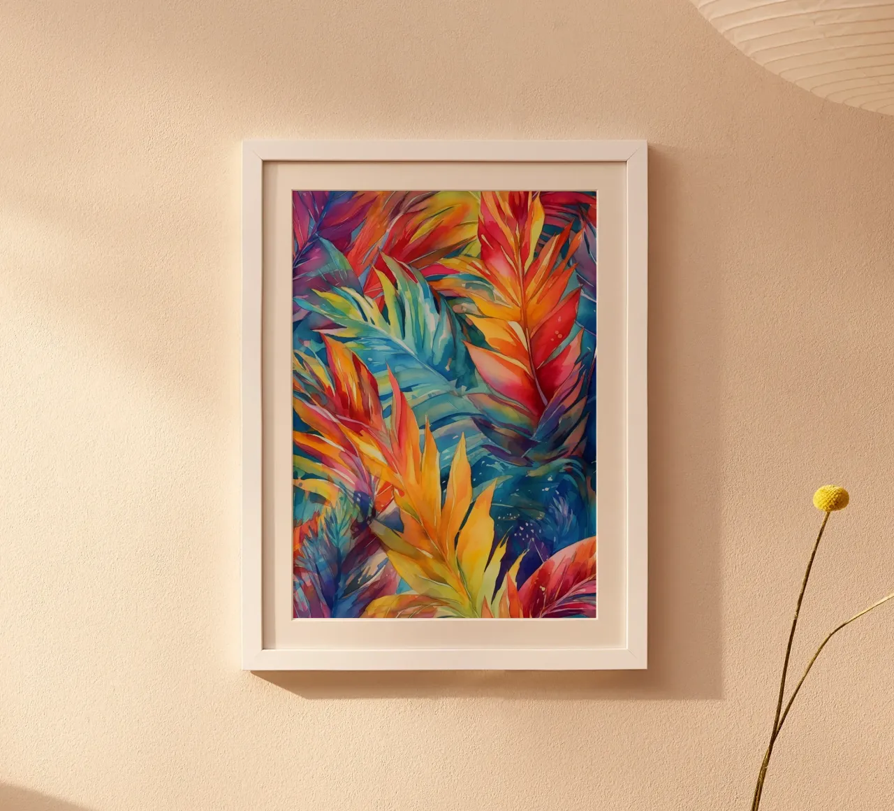 Foglie di palma tropicale estiva poster con telaio in plastica da Justyna Jaszke JBJart