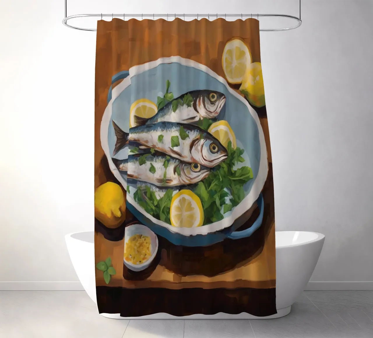 Boho Bella Vita 2 Fish 2 cortina de baño de Boho Print Collection