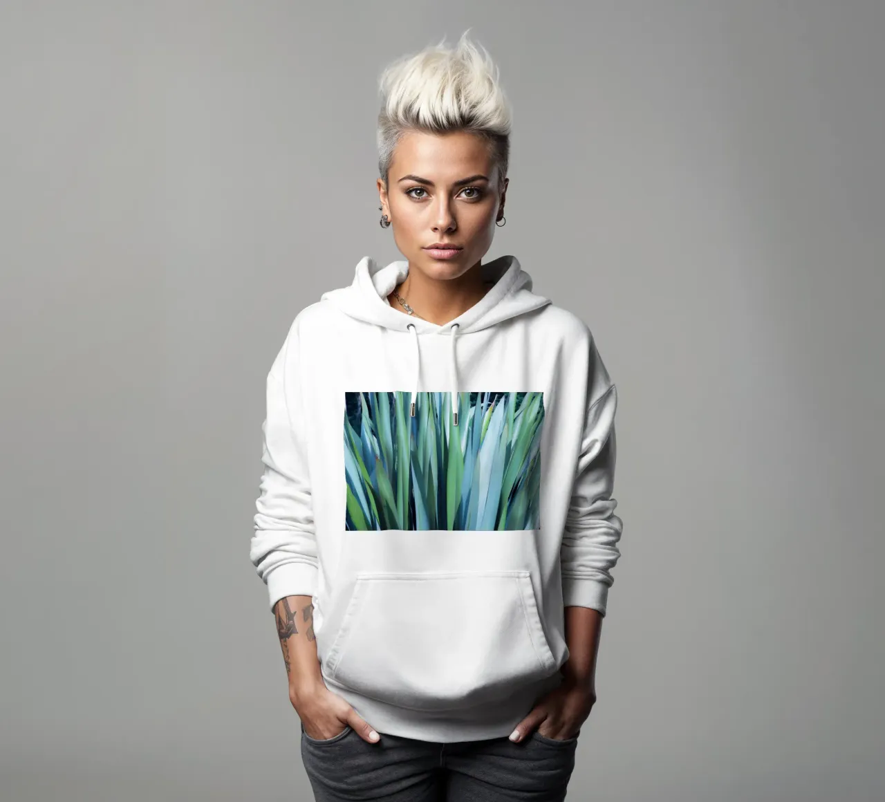 Green and Blue Leaves hoodie by Teresa André