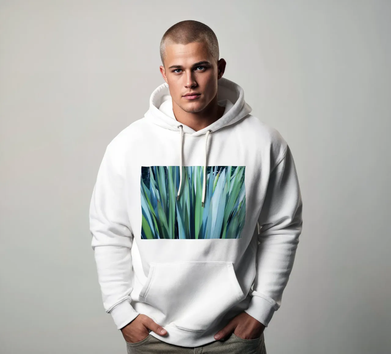 Green and Blue Leaves hoodie by Teresa André