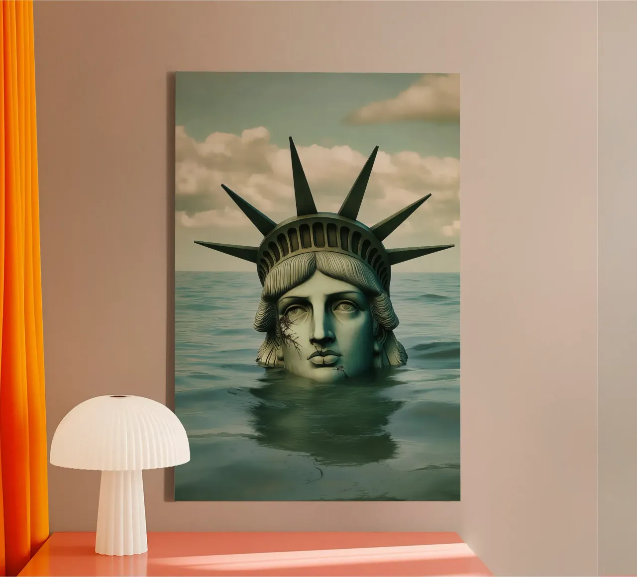 Statue of Liberty in decline | Melancholic surrealism canvas with Floater frame by Autofocus