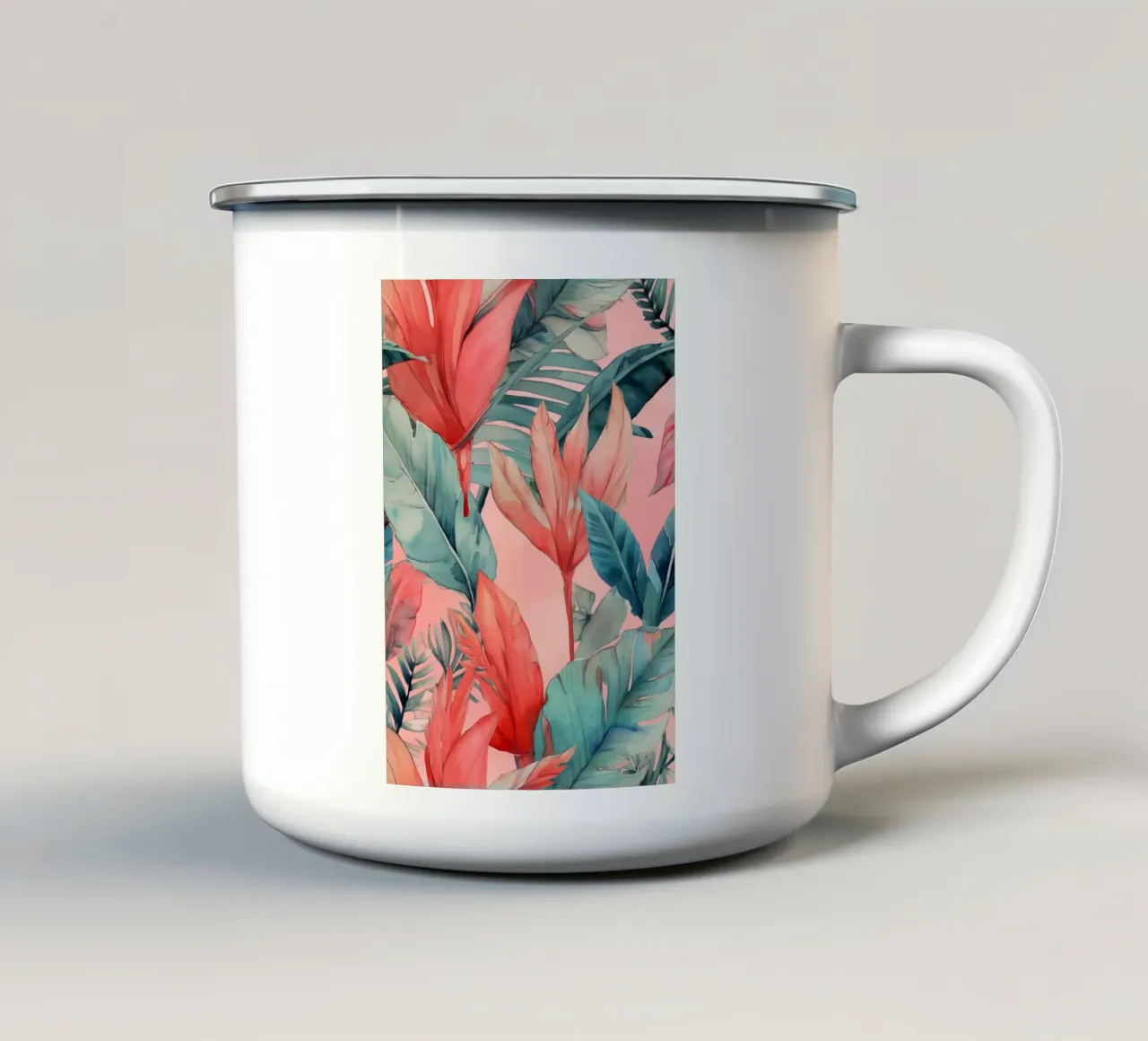 Foglie di banano esotiche arte della natura tazza in smalto da Justyna Jaszke JBJart