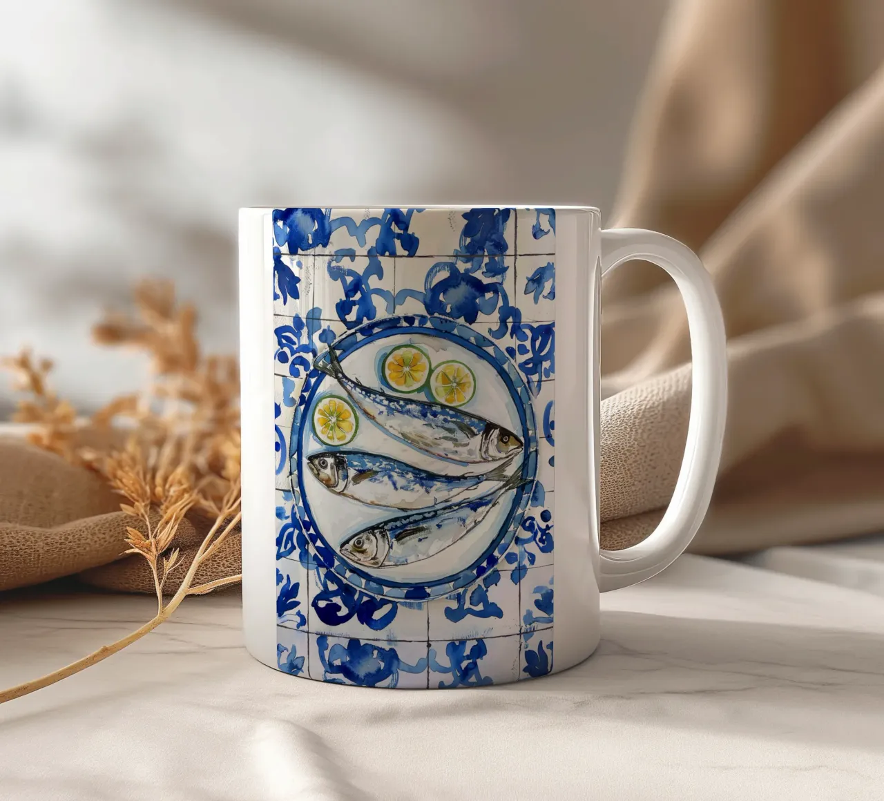Boho Bella Vita 6 Fish 2 tazza in ceramica da Boho Print Collection