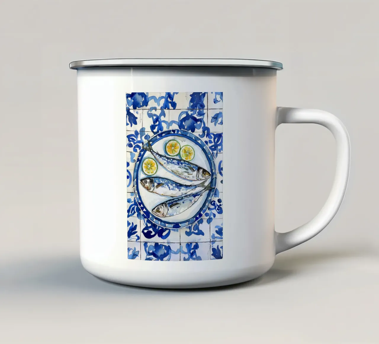 Boho Bella Vita 6 Fish 2 tazza in smalto da Boho Print Collection