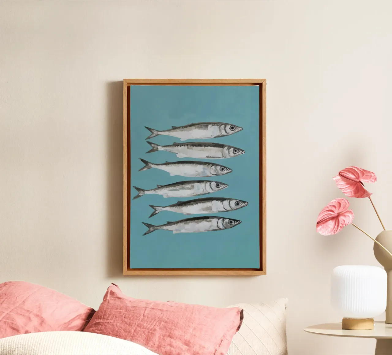 Boho Bella Vita 6 Fish 3 tela con Cornice a cassetta da Boho Print Collection