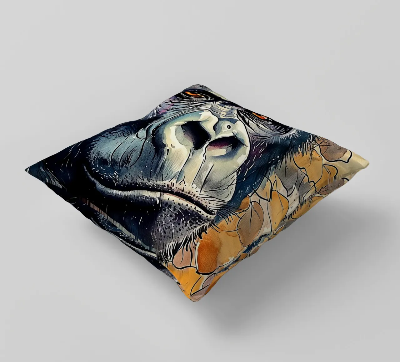Gorilla animal monkey art decorative cushion by Justyna Jaszke JBJart