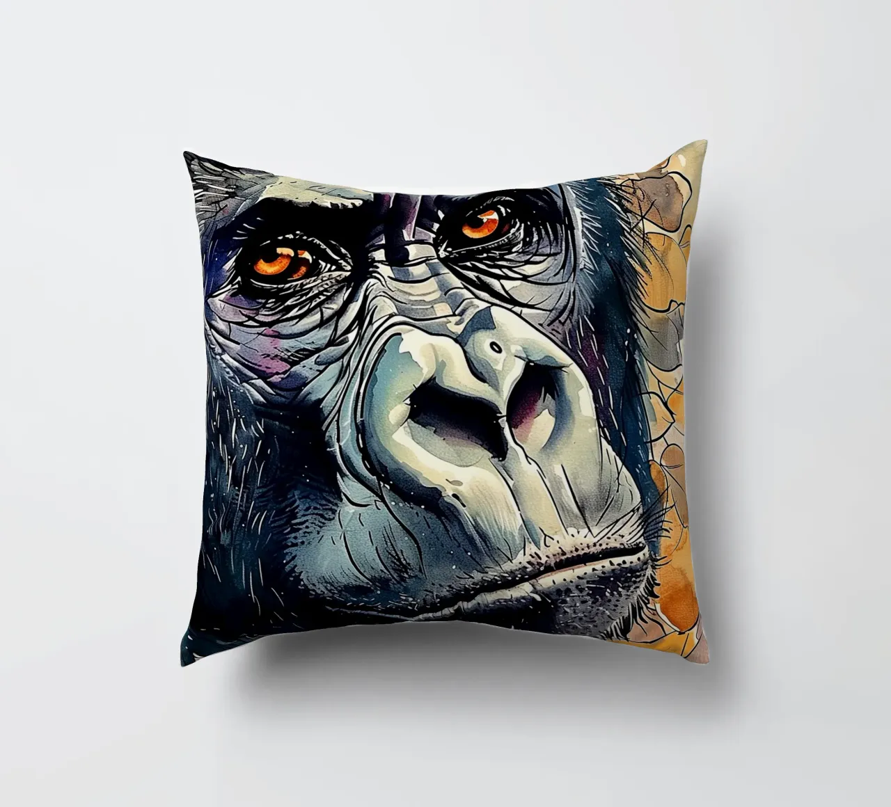 Gorilla animal monkey art decorative cushion by Justyna Jaszke JBJart