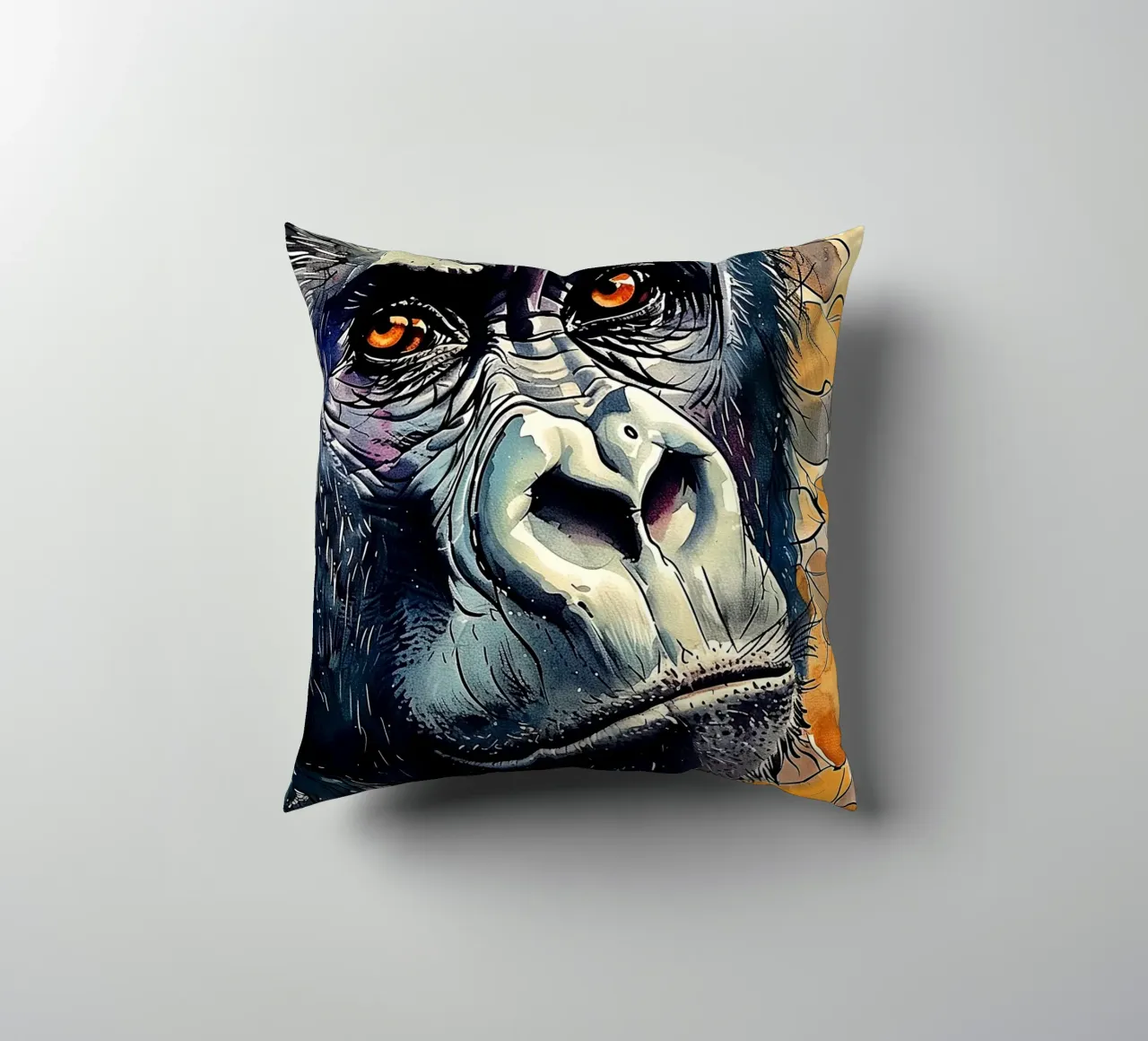Gorilla animal monkey art decorative cushion by Justyna Jaszke JBJart