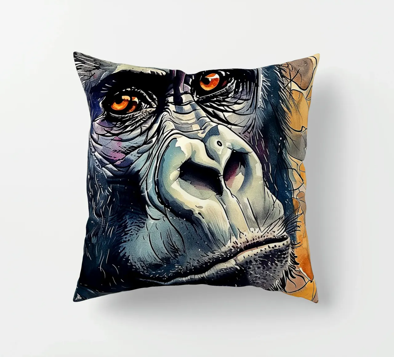 Gorilla animal monkey art decorative cushion by Justyna Jaszke JBJart