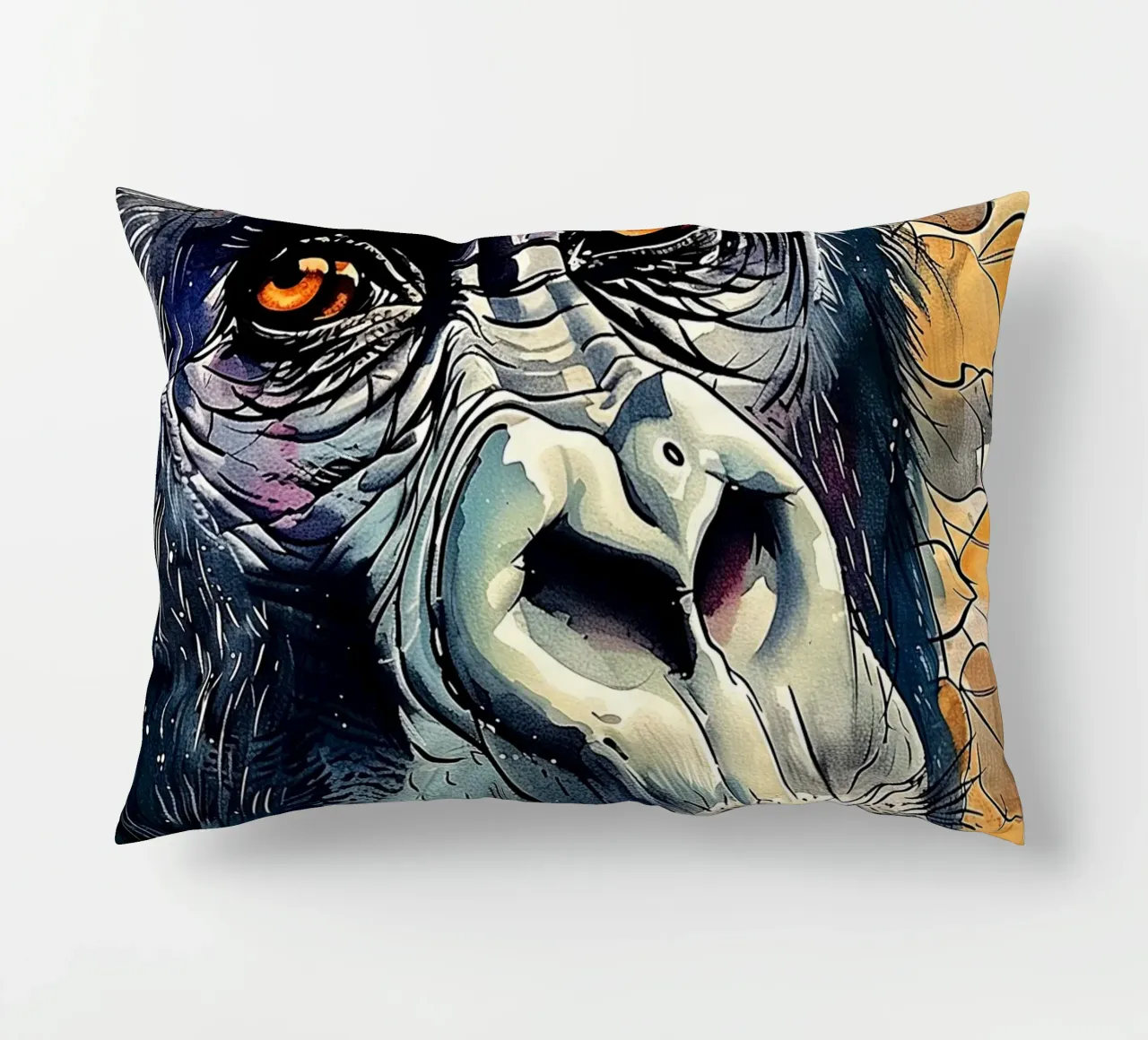 Gorilla animal monkey art decorative cushion by Justyna Jaszke JBJart