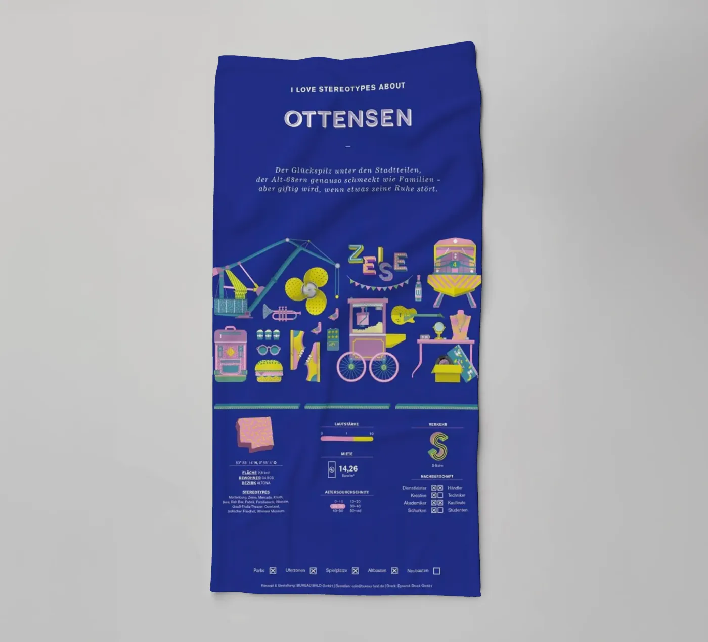Ottensen badhanddoek van Bureau Bald GmbH