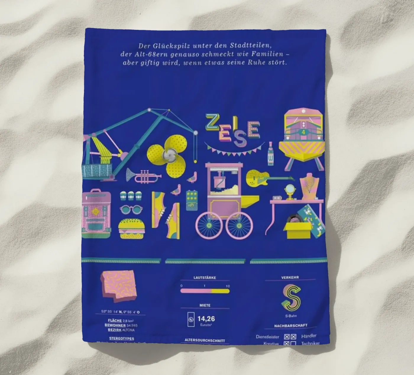 Ottensen strandhanddoek van Bureau Bald GmbH