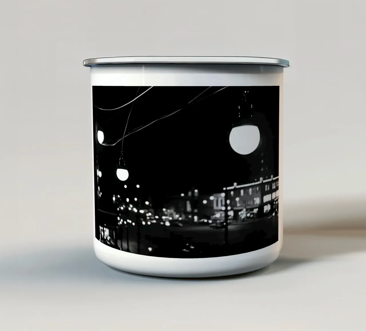 Luci notturne tazza in smalto da Black & White
